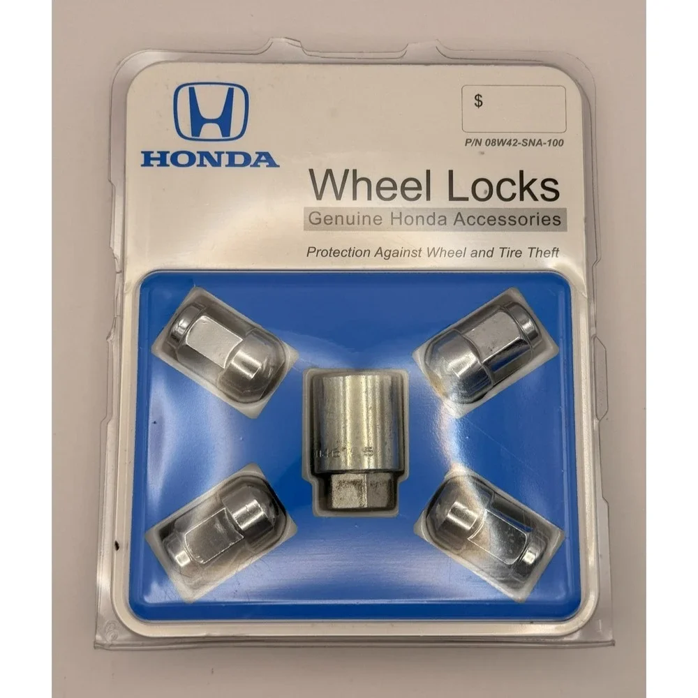 Genuine Honda OEM Wheel Lock Set 08W42-SNA-100 Chrome Lug Nuts Key